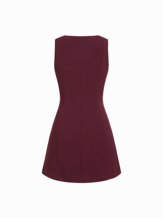 Boat Neck Cut Out A-line Mini Dress