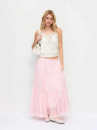 Satin V-neck Floral Lace Trim Cami Blouse