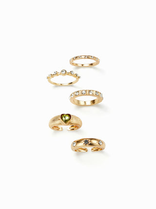 4PCS HEART & RHINESTONE RING SET