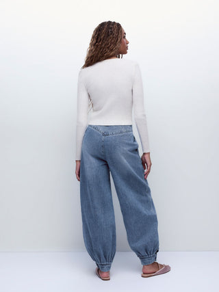 Denim Mid Rise Washed Jogger Jeans