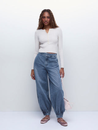 Denim Mid Rise Washed Jogger Jeans