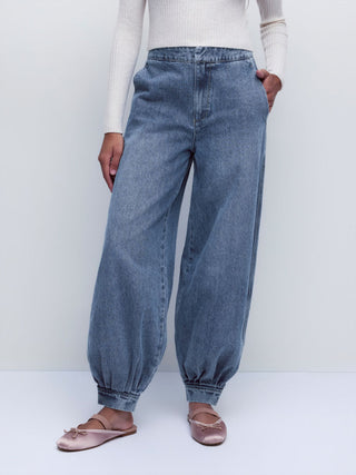 Denim Mid Rise Washed Jogger Jeans