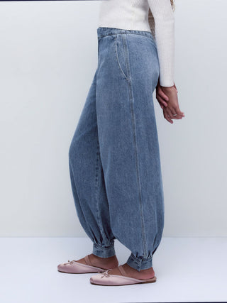 Denim Mid Rise Washed Jogger Jeans