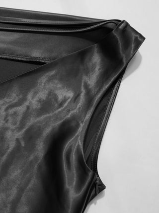 Satin Asymmetrical Neck Backless Maxi Dress