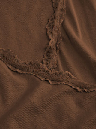 V-neck Ruffle Sleeve Lace Trim Drawstring Ruched Top