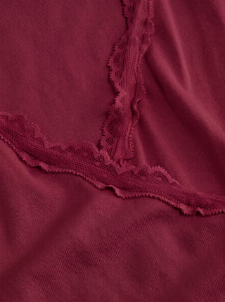 V-neck Ruffle Sleeve Lace Trim Drawstring Ruched Top