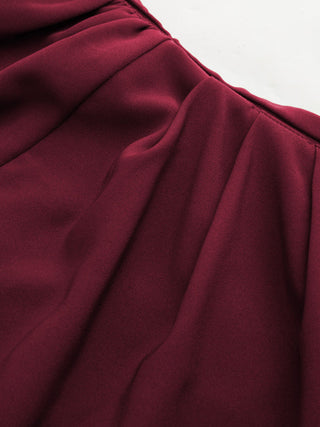 Asymmetrical Neck Metal Detail Cut Out Ruched Mini Dress
