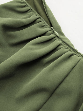 Asymmetrical Neck Metal Detail Cut Out Ruched Mini Dress