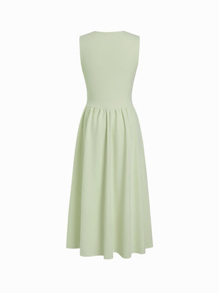Round Neckline Ruched Maxi Dress