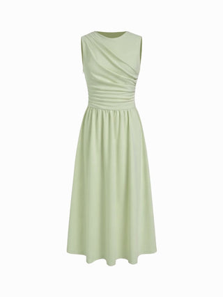 Round Neckline Ruched Maxi Dress