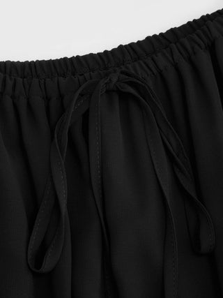 Chiffon Lace V-neck Bell Sleeve Blouse & Mid Rise Tiered Maxi Skirt Set