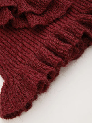 Knit V-neck Ruffled Peplum Hem Long Sleeve Sweater