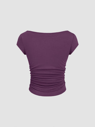Boat Neck Ruched Tee