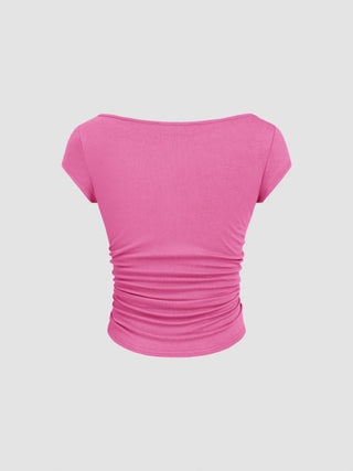 Boat Neck Ruched Tee