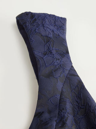 Jacquard Floral Square Neck Textured Flared Midi Dress
