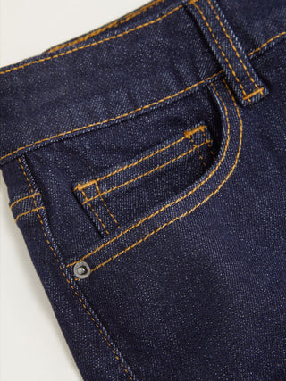 Stretch Denim High Rise Ruffled Lace Trim Metal Detail Shorts