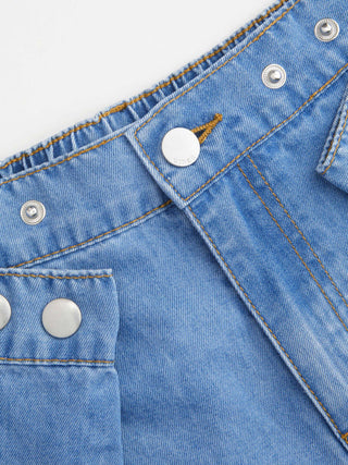 Denim Low Rise Washed Ruched Metal Detail Barrel-leg Jeans