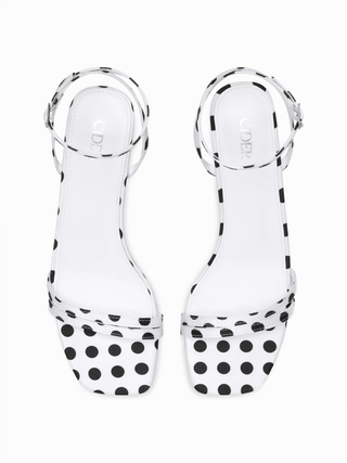POLKA DOT CHUNKY HEELED SANDALS