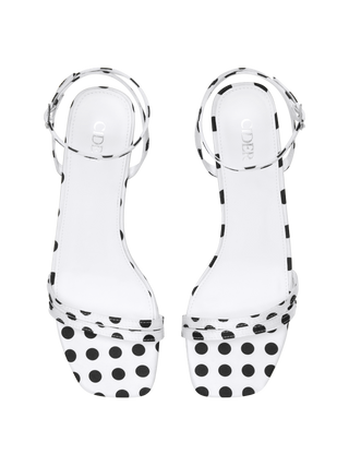 POLKA DOT CHUNKY HEELED SANDALS