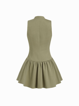 V-neck Metal Detail Corset A-line Mini Tank Dress