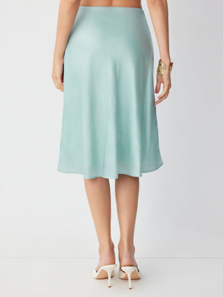 Satin Mid Rise Fruit Graphic Mermaid Midi Skirt