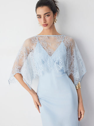 Lace Cape and Mermaid Maxi Dress Set