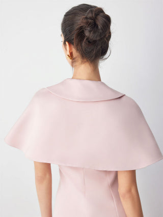 Peter Pan Collar Satin Crop Cape Jacket