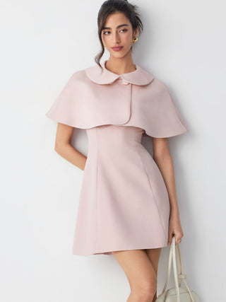 Peter Pan Collar Satin Crop Cape Jacket