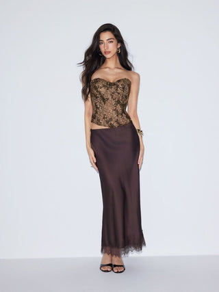 Lace Embroidery V-neck Padded Corset Cami Blouse