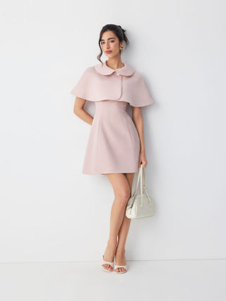 Peter Pan Collar Satin Crop Cape Jacket