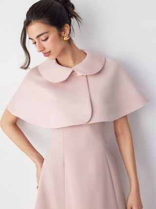 Peter Pan Collar Satin Crop Cape Jacket