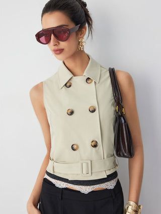 Double-Breasted Cloak Sleeve Jacket With Belt