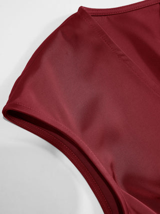 Satin V-Neck Ruched Bowknot Tank Blouse