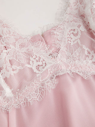 Chiffon Lace V-neck Patchy Mini Dress