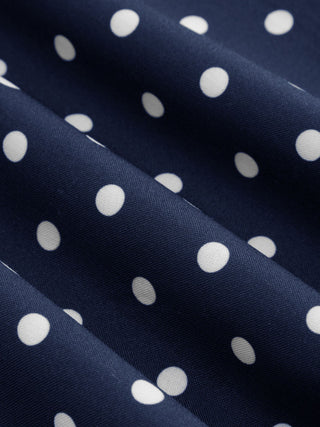 Polka Dot Boat Neck Ruffle Sleeve Knotted A-line Mini Dress