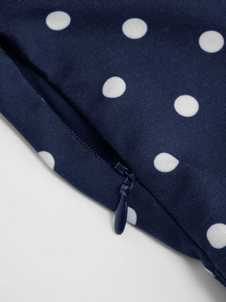 Polka Dot Boat Neck Ruffle Sleeve Knotted A-line Mini Dress