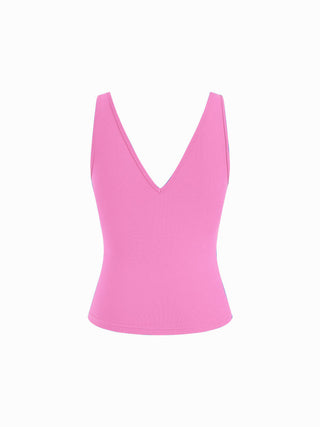 Cotton-blend High Stretch V-neck Tank Top