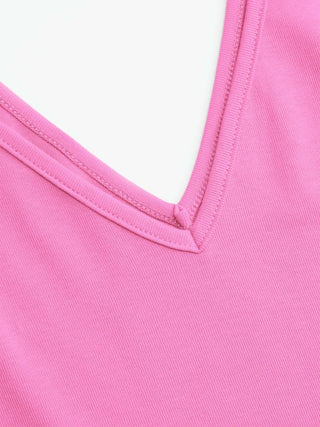 Cotton-blend High Stretch V-neck Tank Top