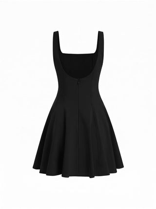 Chiffon Lace Trim Cape & Square Neck Flared Mini Dress Set
