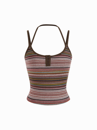 Jacquard Striped Scoop Neck Cami Top