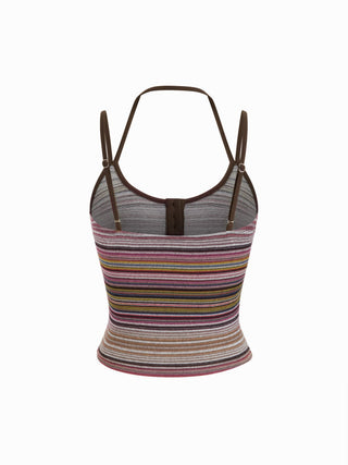 Jacquard Striped Scoop Neck Cami Top