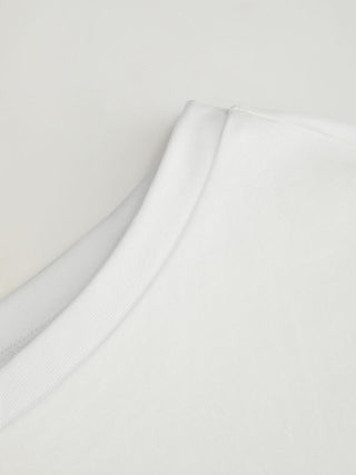 Cotton Asymmetrical Neck Short Sleeve Nature Graphic Tee