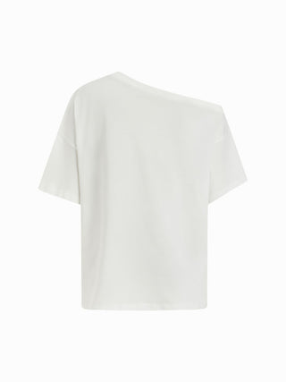 Cotton Asymmetrical Neck Short Sleeve Nature Graphic Tee