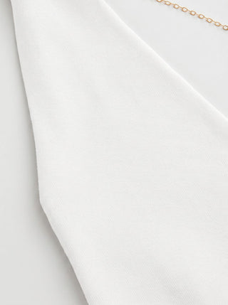 High Stretch Halter Neckline Chain Detail Asymmetrical Hem Crop Top