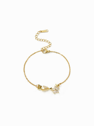 FLOWER & BUTTERFLY & RHINESTONE BRACELET