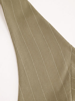 Striped Halter Neckline Twist Knotted Longline Blazer Vest