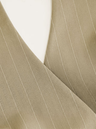 Striped Halter Neckline Twist Knotted Longline Blazer Vest