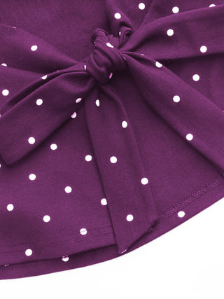 Cotton-blend Boat Neck Knotted Polka Dot Ruched Tank Top