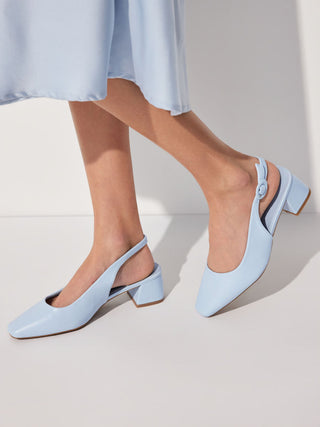 SQUARE TOE DISTRESSED CHUNKY HEELS
