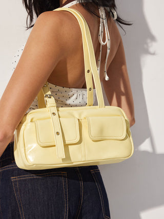 Faux Leather DOUBLE POCKET SHOULDER BAG For Date Party/Clubbing